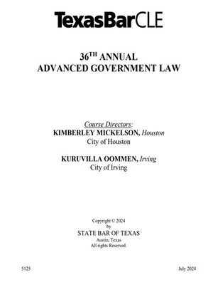 cover image of Advanced Government Law 2024